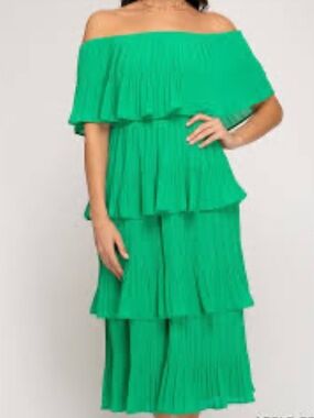 She + Sky Green Tiered Dress